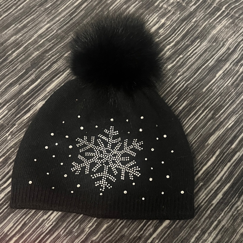 Black Beanie with Snowflake Design